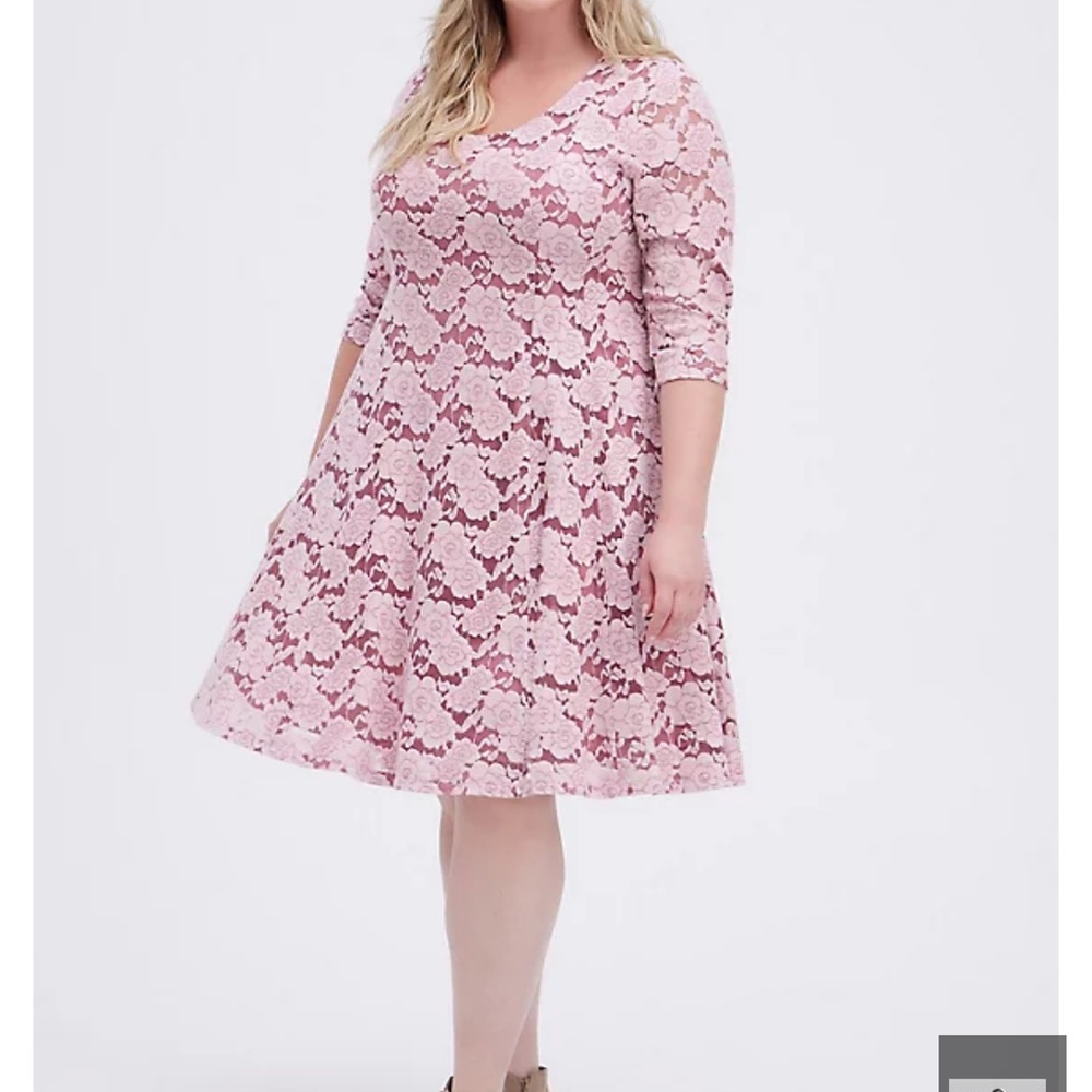 TORRID Pink fit and flare floral dress